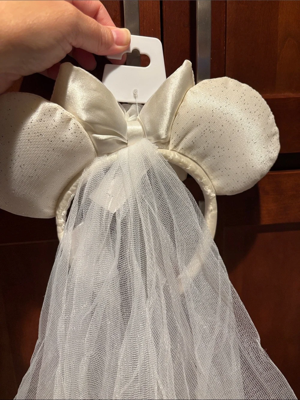Disney Bridal Ivory Satin Minnie Ears Headband with Veil